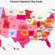 Map of most popular Valentine's candies by state